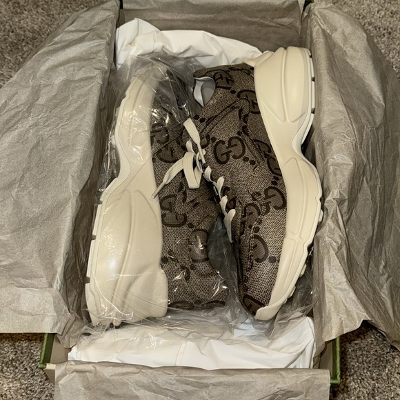 NEW GUCCI Macro GG SUPREME 80 sneaker’s. Beige Ebony women size 40+ - Picture 4 of 7